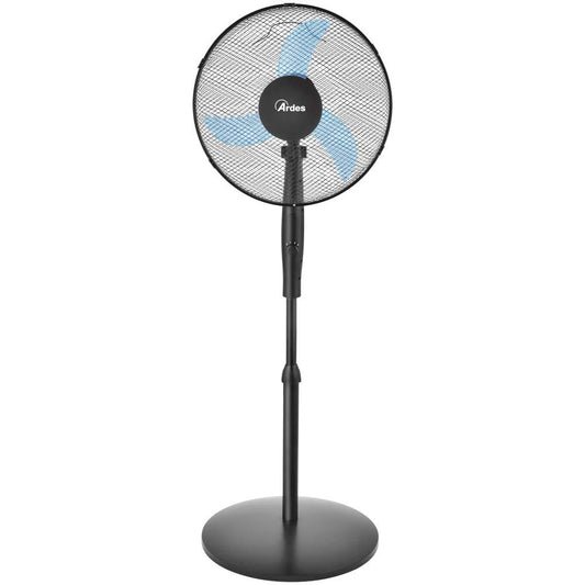 Ardes EASY 41PB PLUS Ventilatore da Pavimento 50W 40 cm con Oscillazione Automatica, Altezza Regolabile fino a 130 cm, Inclinazione Regolabile, 3 Velocità Silenziose e 3 Pale