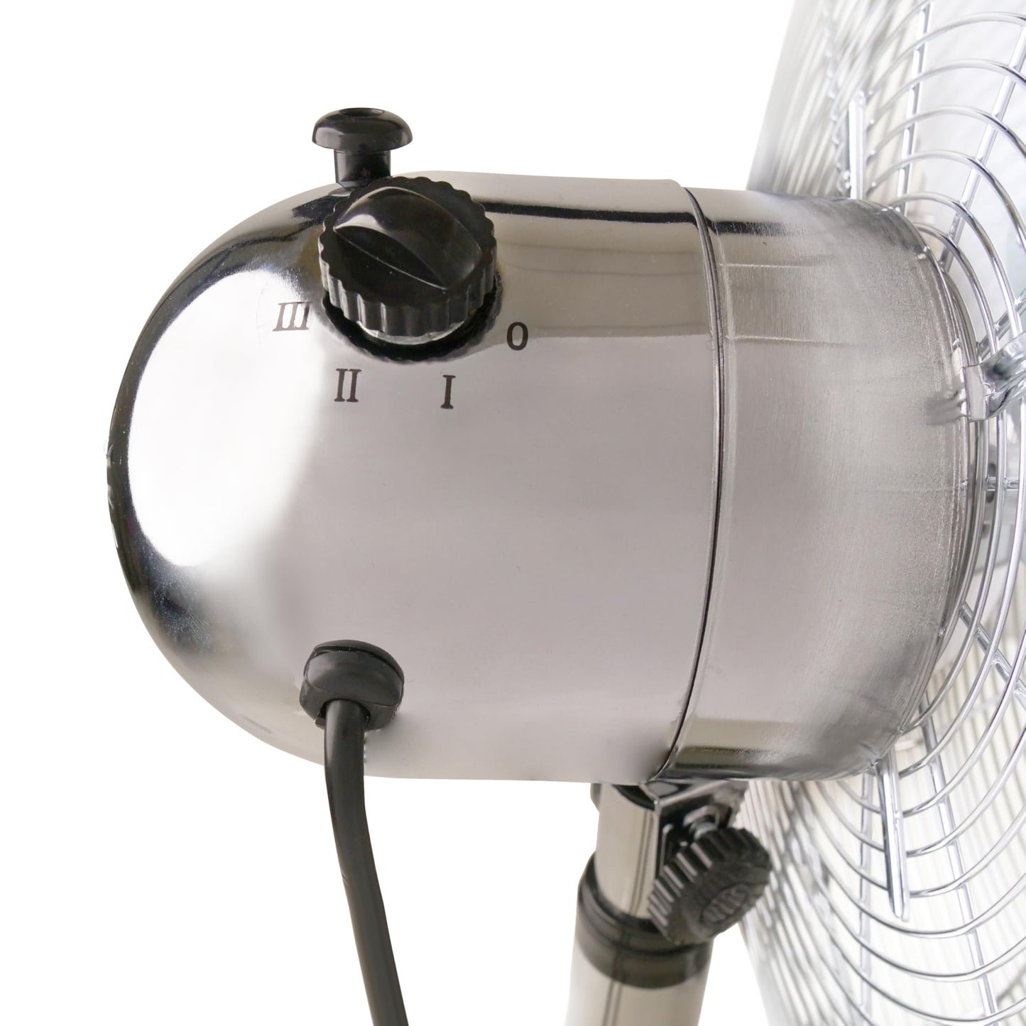 Innoliving INN-522 Ventilatore a Piantana in Metallo Cromato, Potenza 50W, Diametro 40 cm, 3 Velocità, Altezza Regolabile fino a 125 cm, 4 Pale in Metallo, Funzione Oscillazione e Inclinazione