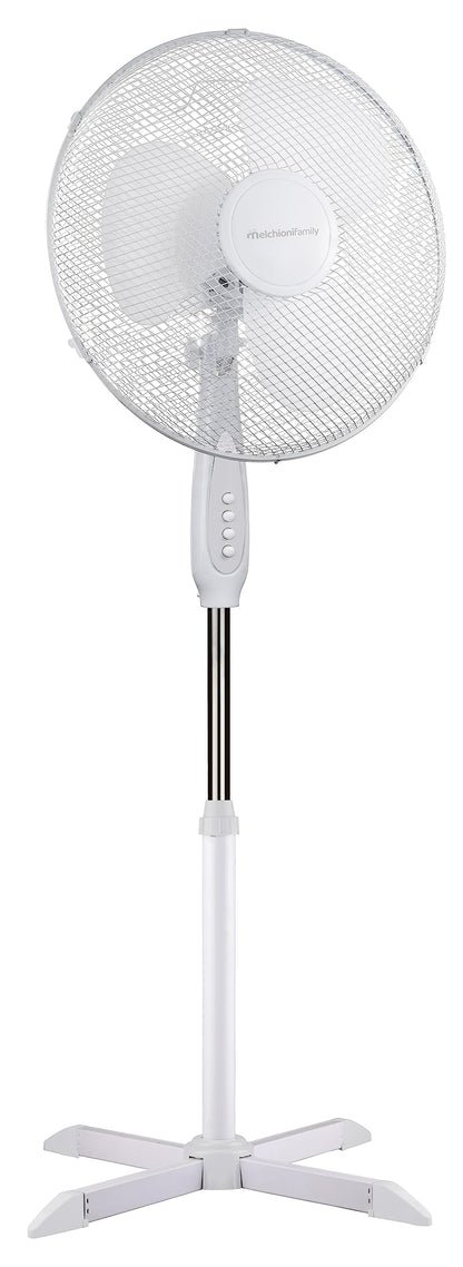 Melchioni Family | Ventilatore a Piantana con 3 Velocità, Ventola a 3 Pale Diametro 40 cm, con Funzione di Oscillazione, Colore Bianco