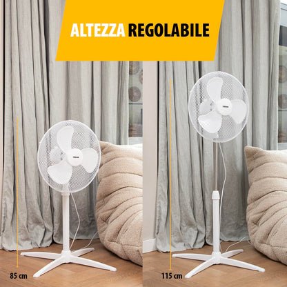 Tristar Ventilatore a piantana - 40 cm - Altezza regolabile 85 - 115 cm - Bianco (VE-5755)
